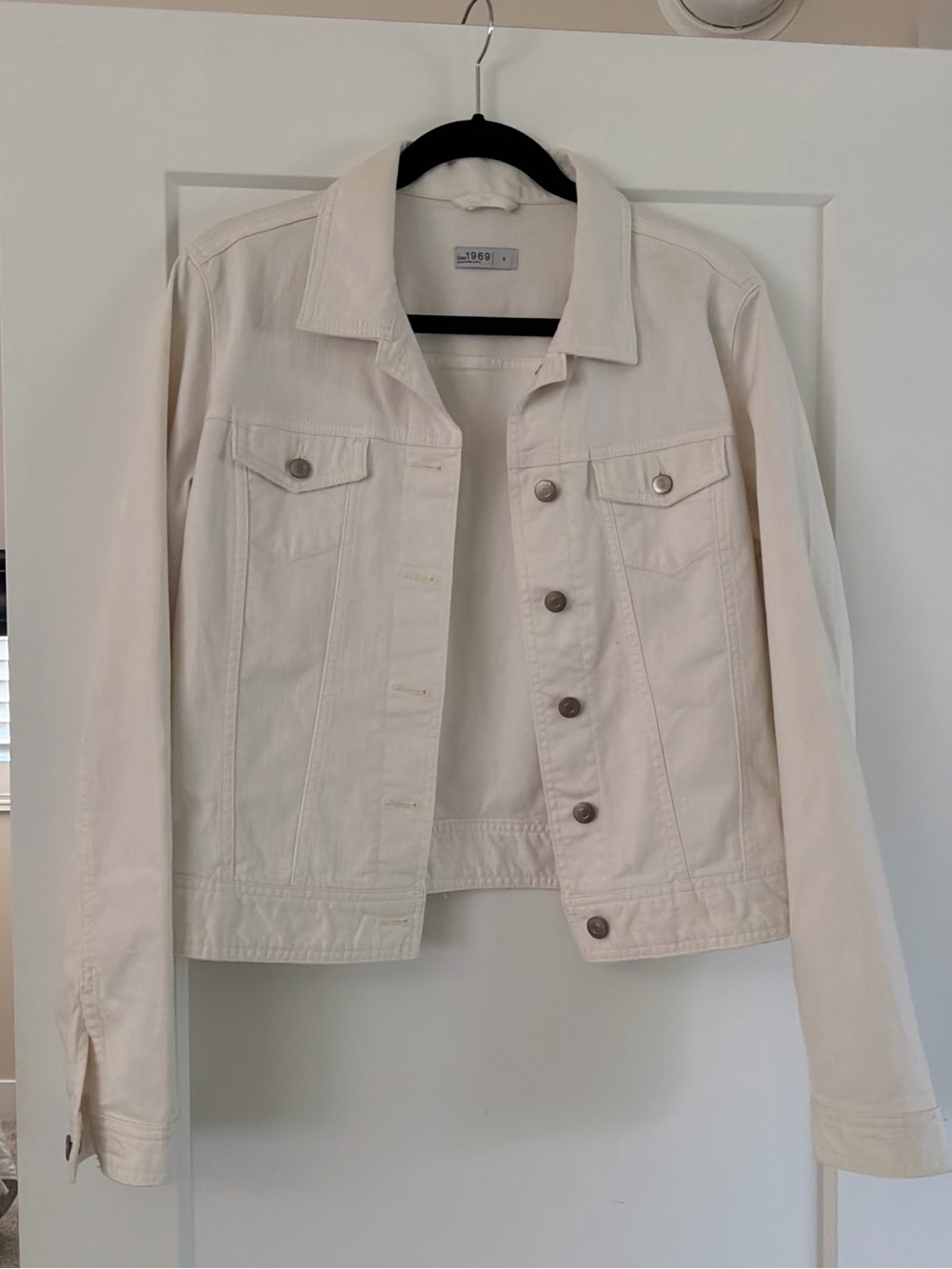 Cream Denim Jacket - Women's Classic Button-Front by 1989